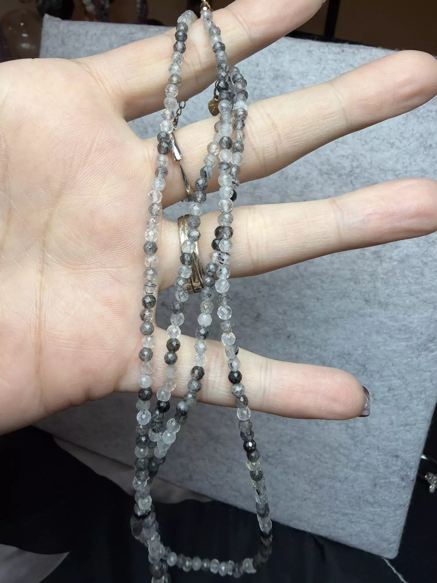 plant/black tourm rutile necklace-0