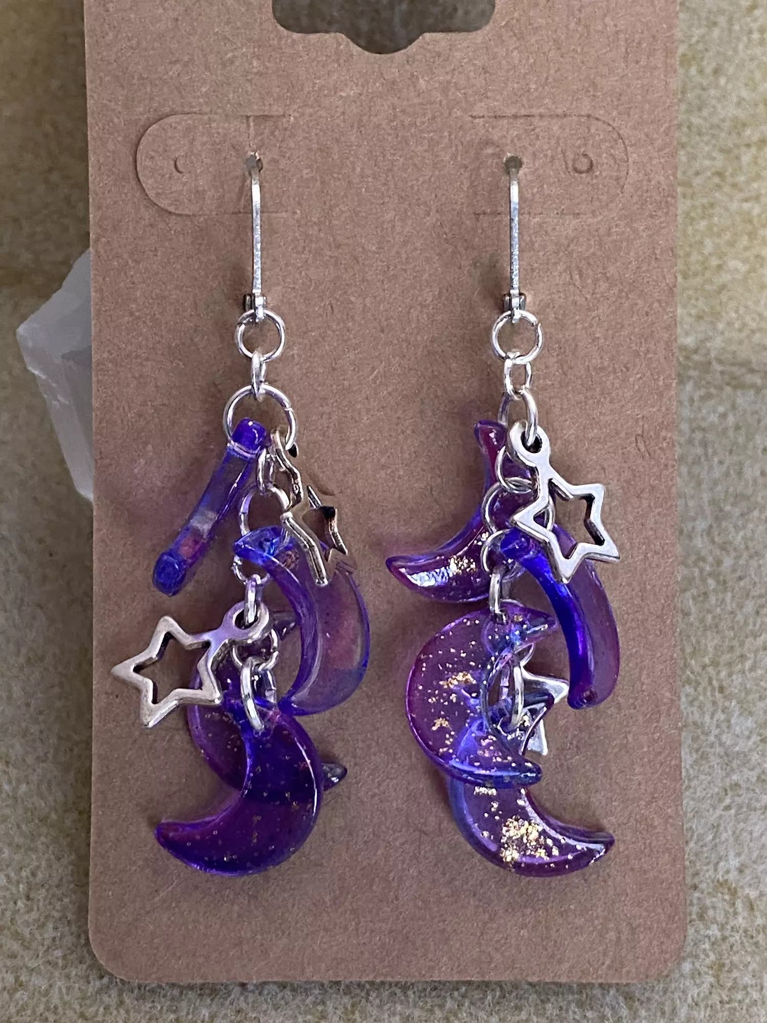 plant/Glass Moon Earrings-0