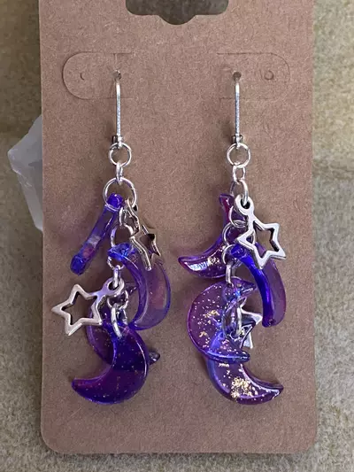 plant/Glass Moon Earrings-0-thumbnail