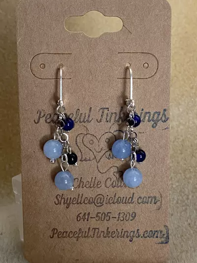 plant/Aquamarine and Blue Tigers Eye Earrings-0-thumbnail