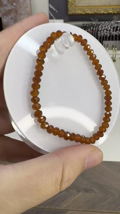 plant/$10| Orange Garnet Faceted Bead Bracelet 5mm-1-thumbnail