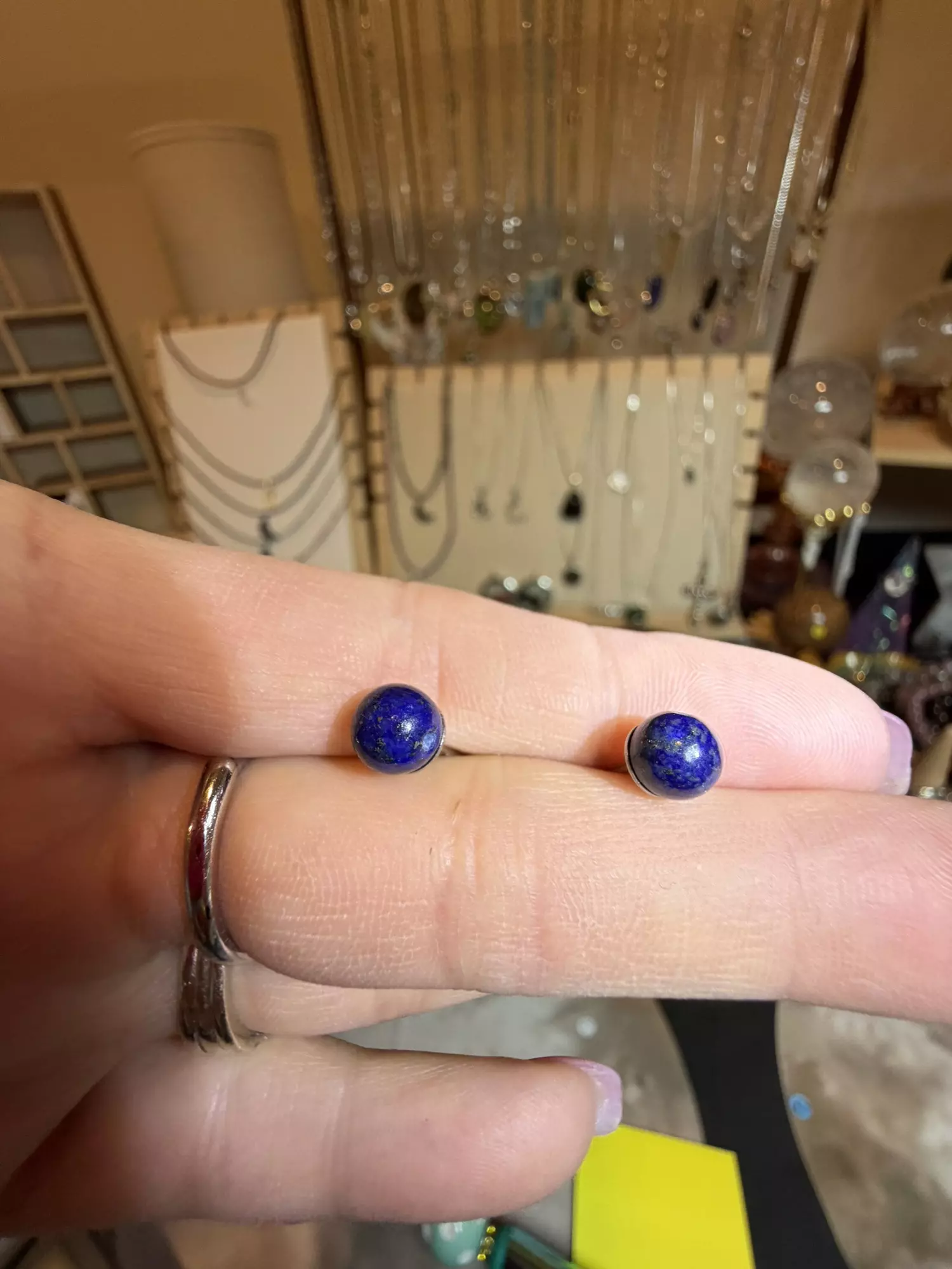plant/lapis earrings -0