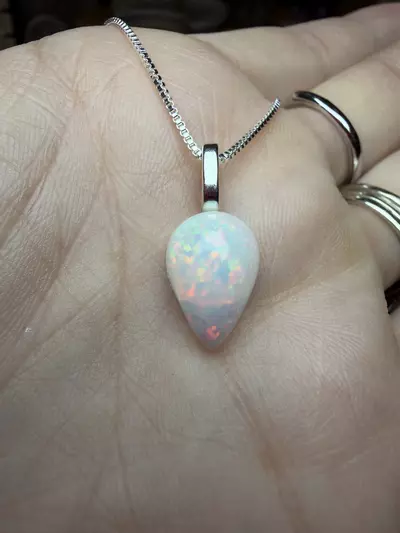 plant/Ah-Mazing ethiopian opal necklace on sterling 18 in chain-0-thumbnail
