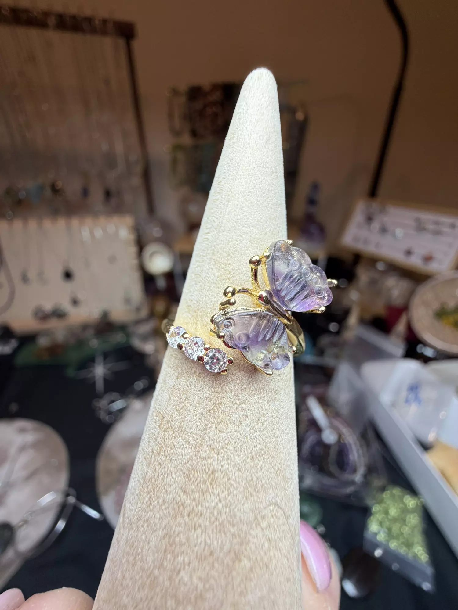 plant/fluorite butterfly adjustable ring-0