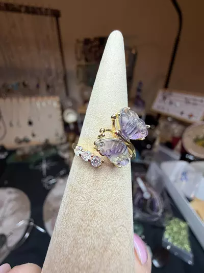 plant/fluorite butterfly adjustable ring-0-thumbnail