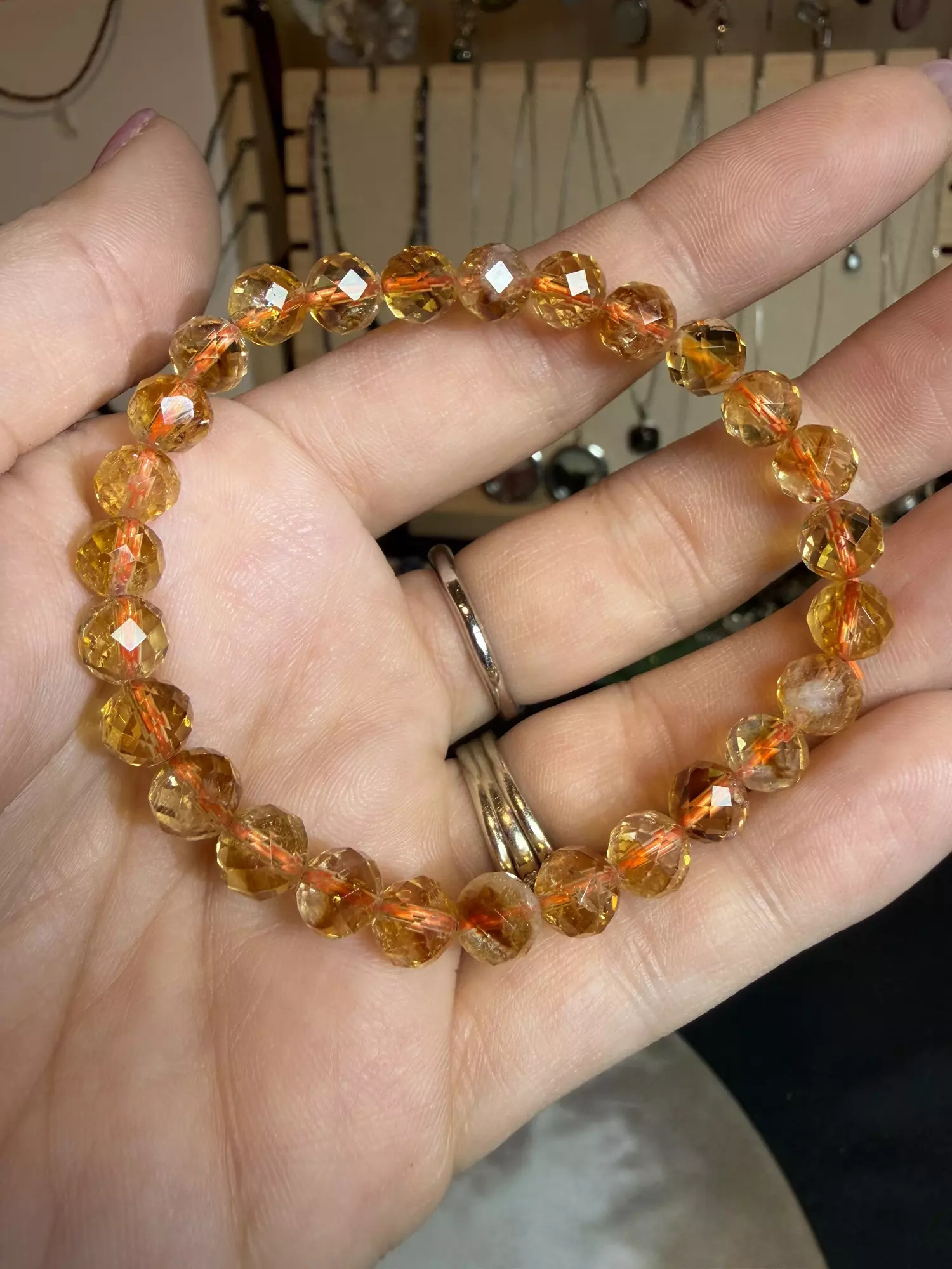 plant/treated citrine faceted bracelet-0