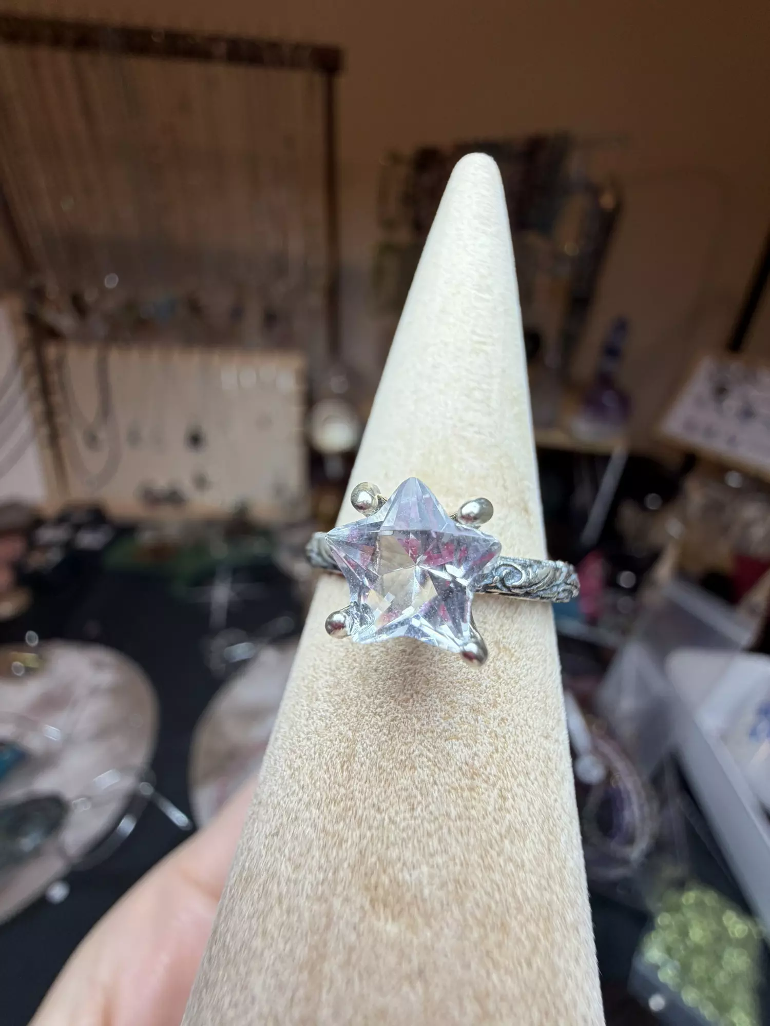 plant/s925 adjustable clear quartz ring-0