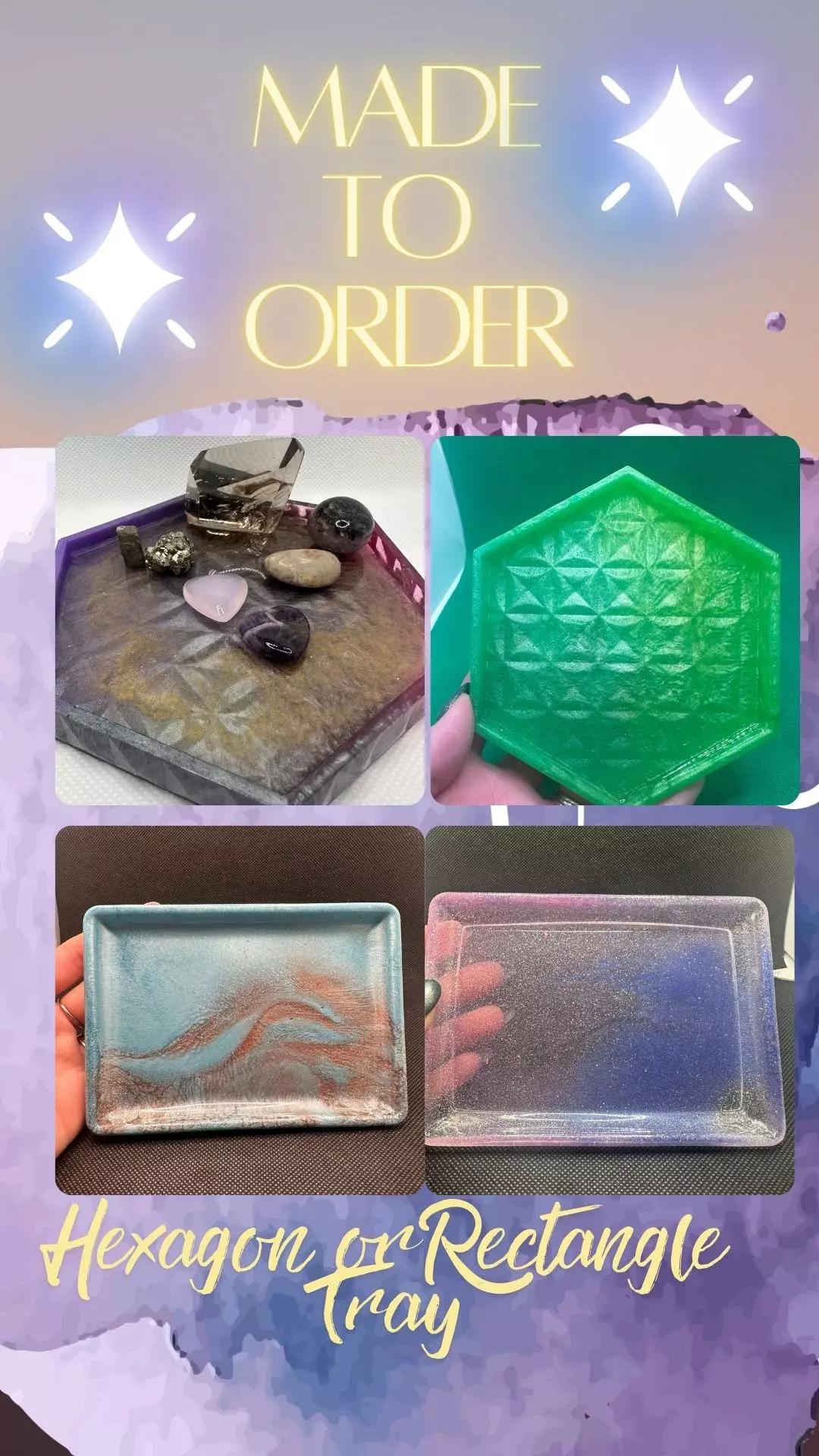 plant/Custom Made to Order hexagon or Rectangle Tray-0
