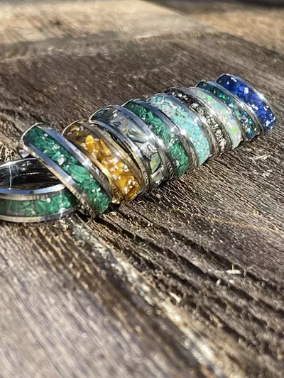 plant/925 Sterling Silver Stone Inlay Rings 8mm-0-thumbnail