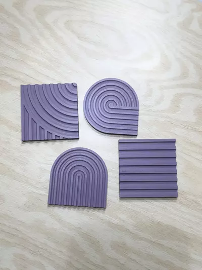 plant/Boho coasters (set of 4) -MUTED PURPLE-0-thumbnail