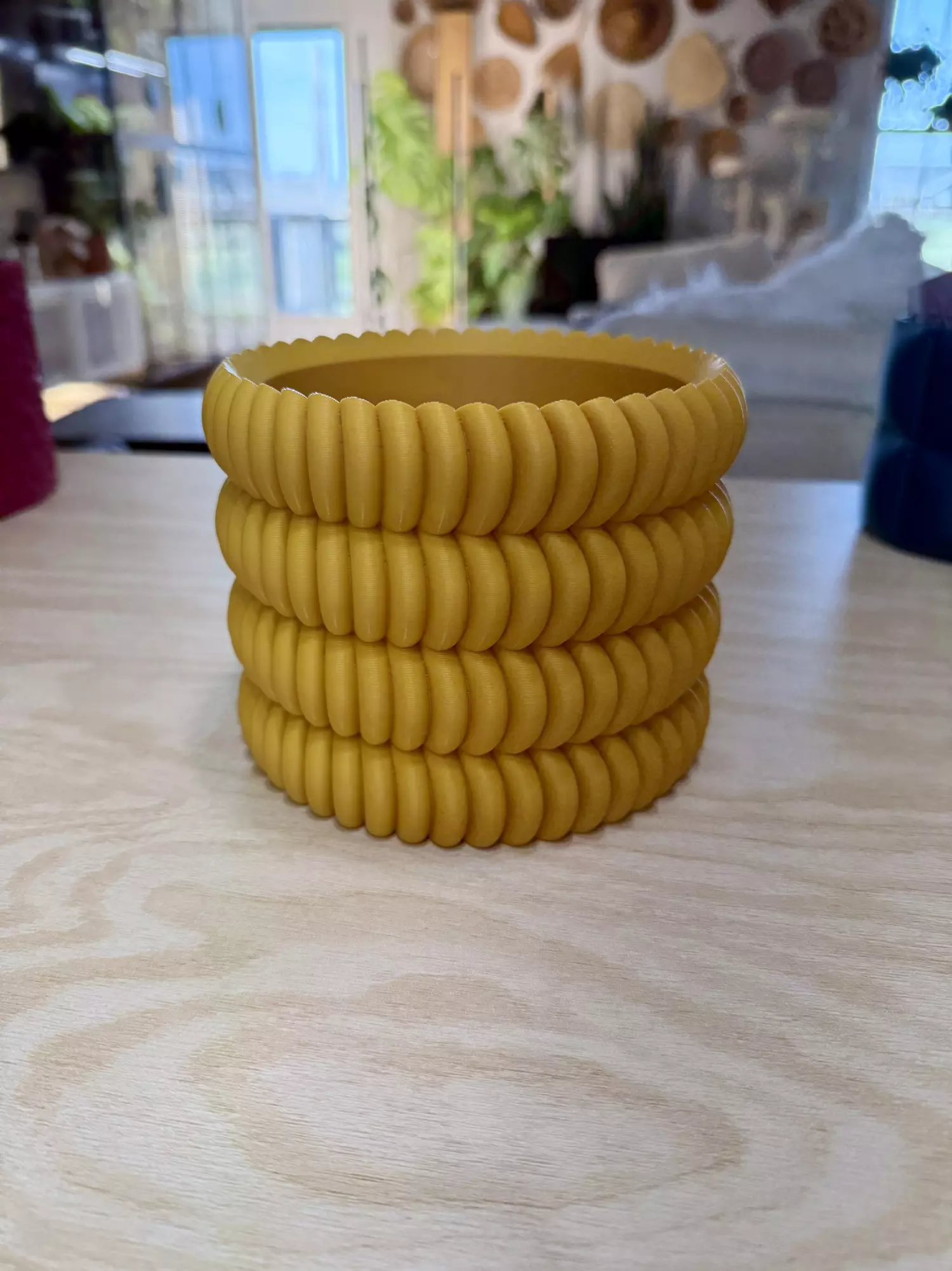 plant/5in boho spiral pot- mustard-0