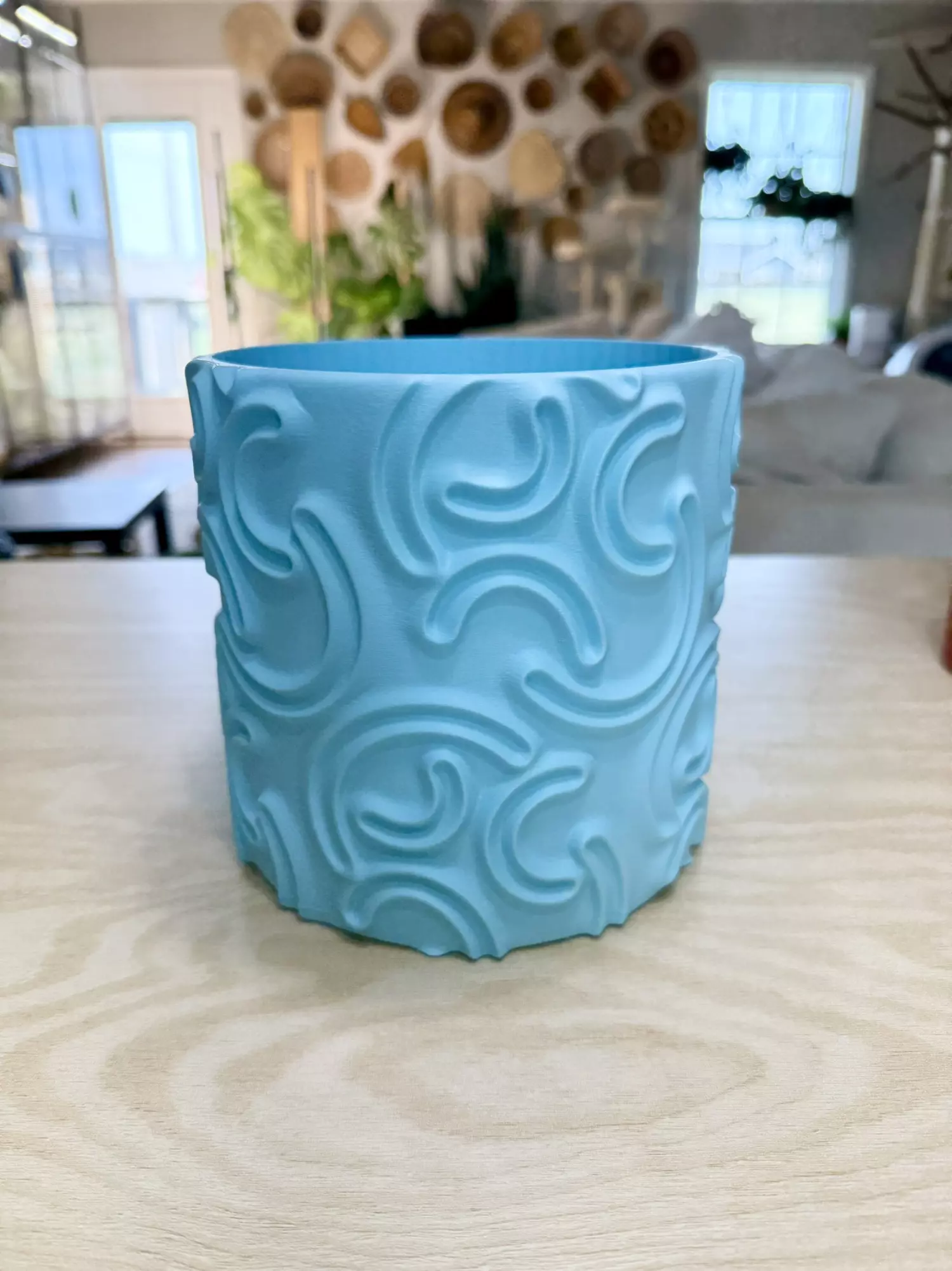 plant/7in deco swirl pot- Ice blue-0