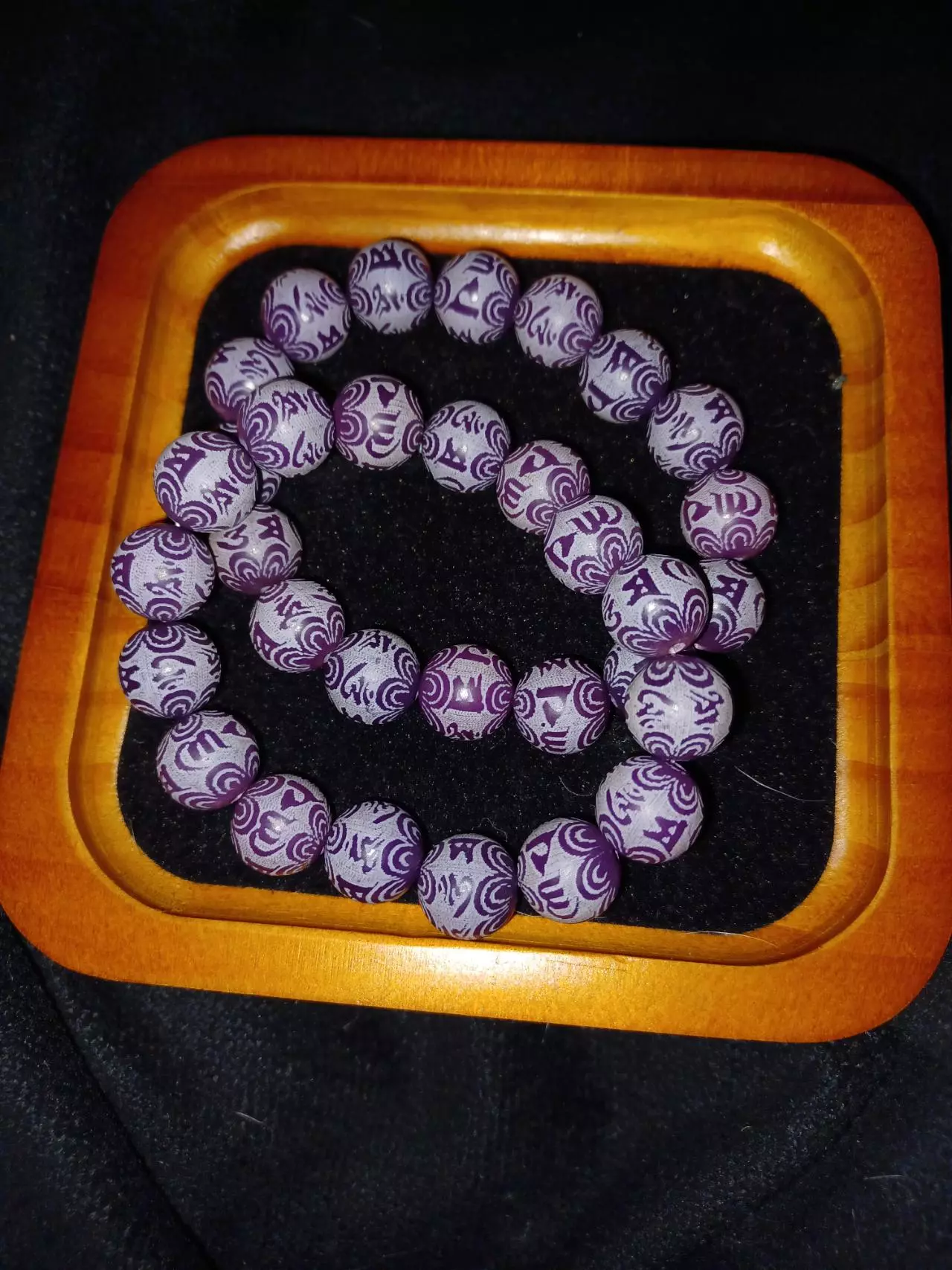 plant/Engraved Dark Purple Bodhi Root Bracelet-0