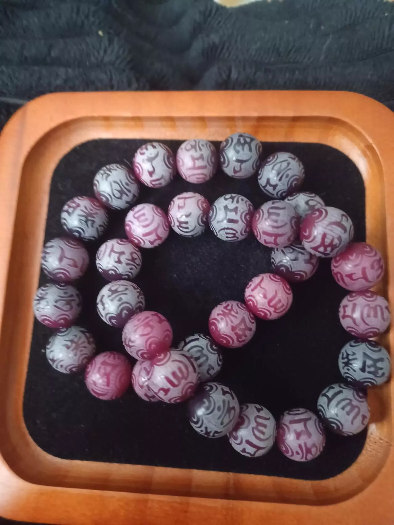 plant/Engraved Purple/Pink Gradient Bodhi Root Bracelet-1