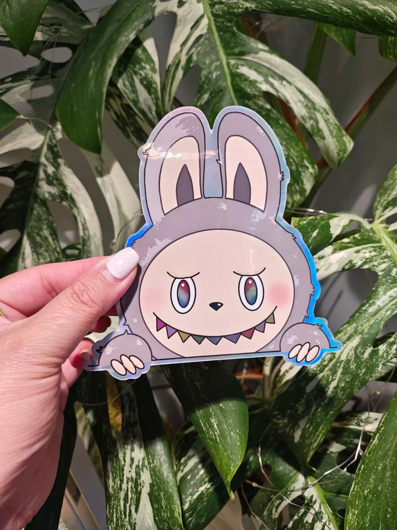 plant/Big Into Energy Secret Labubu 5" holographic UV Waterproof sticker-0