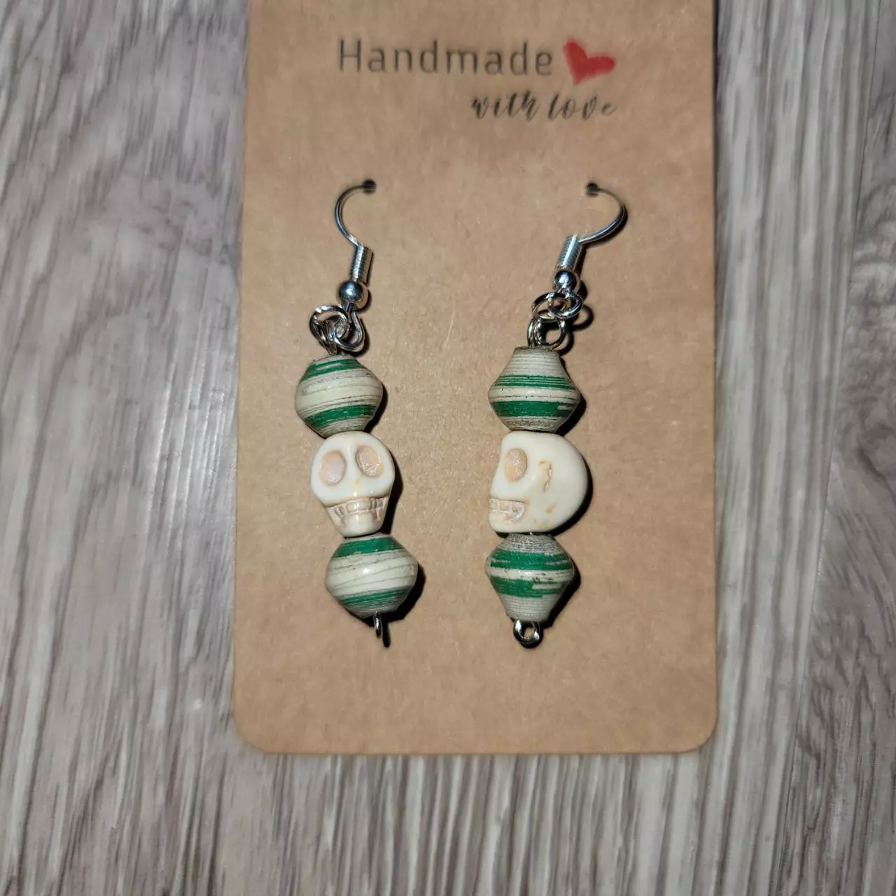 plant/Skull Beaded Earrings-1