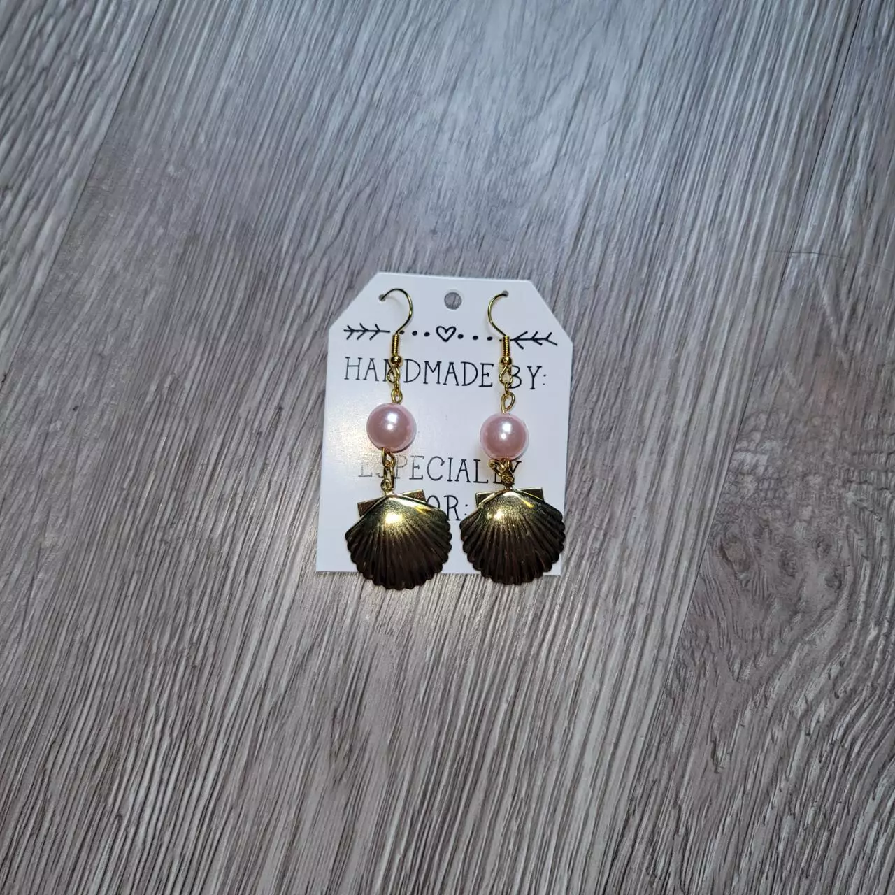 plant/Pink shell earrings-0