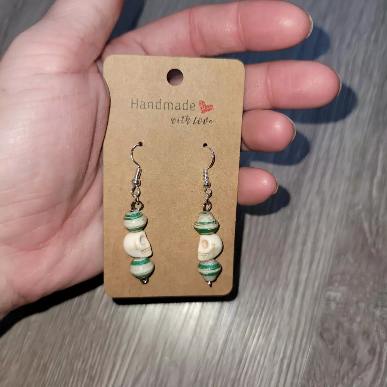 plant/Skull Beaded Earrings-2