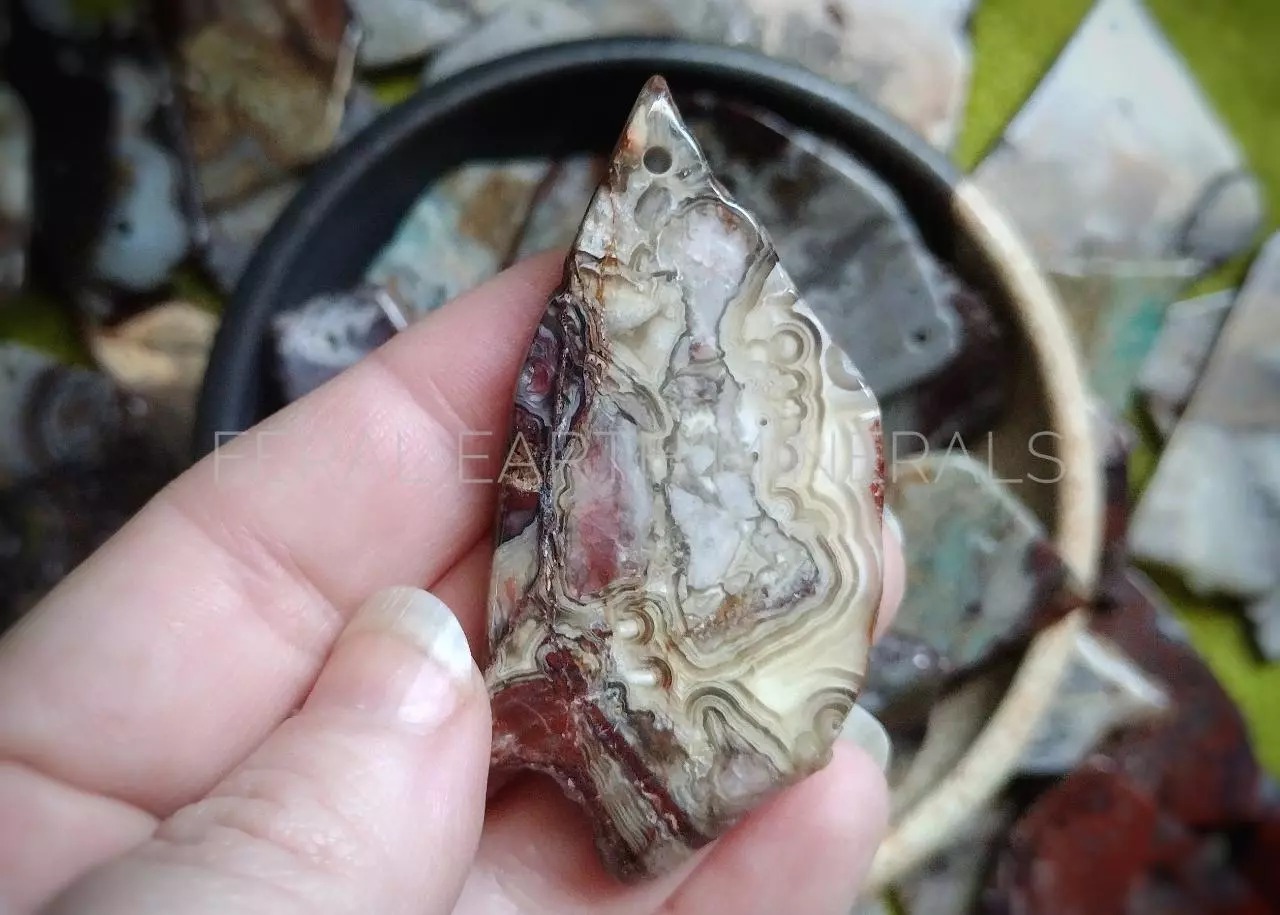 plant/Mexico crazy lace, polished pendant slabs-3