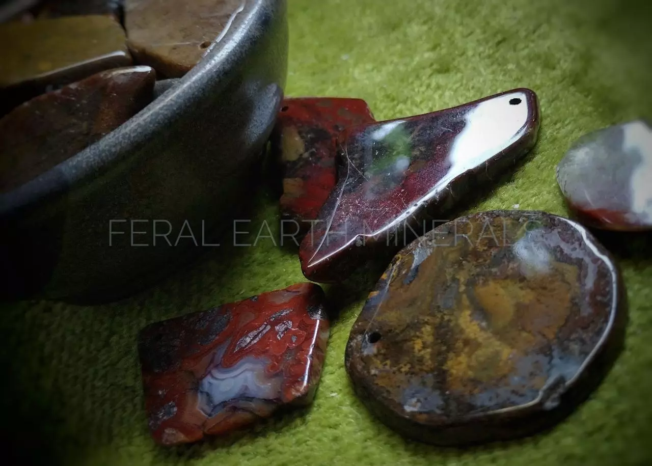 plant/Succor Creek agate, polished pendant slice-1