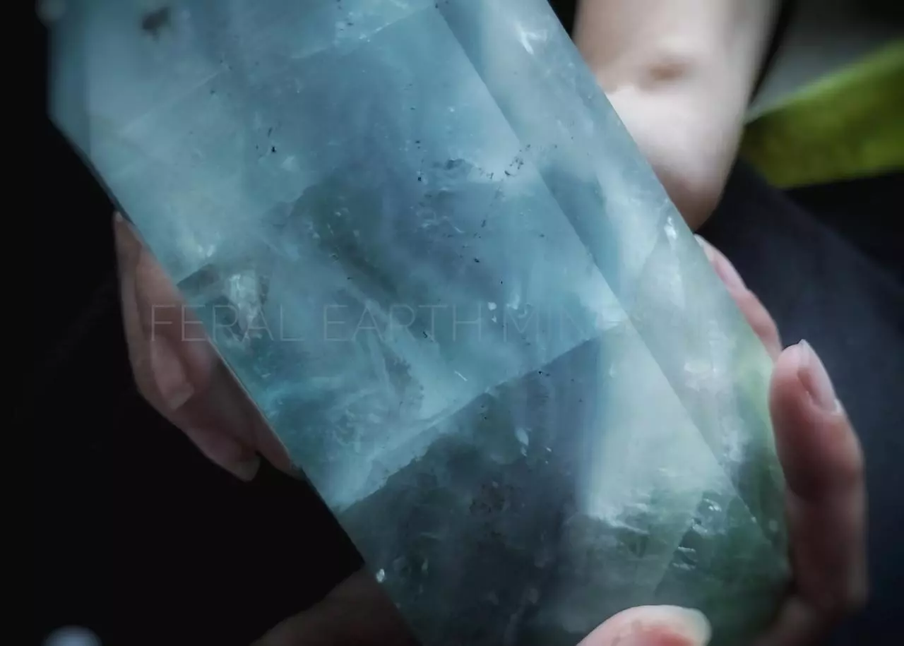 plant/CLEARANCE/SCRATCH & DENT: Large, 4.5 pound, 8" tall, Caribbean blue/green Fluorite tower-3