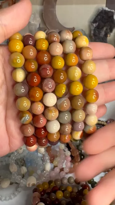 plant/$15| Autumn Palette! Alashan Agate Bracelet 10 mm-0-thumbnail