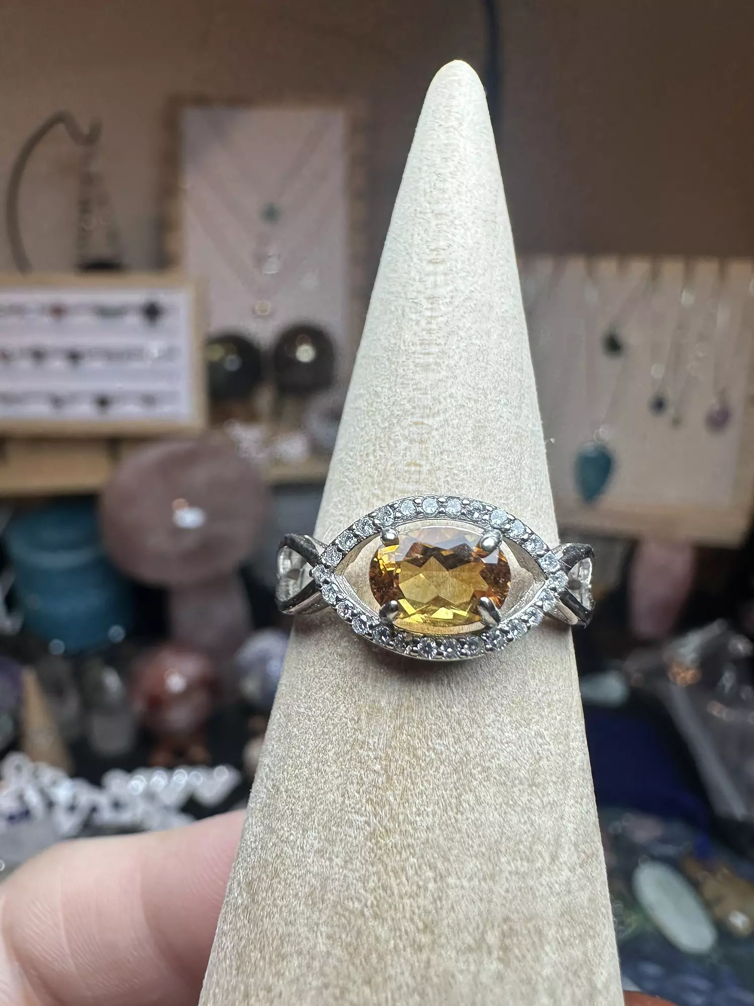 plant/s925 adjustable ring bundle green tourm opal and citrine-3
