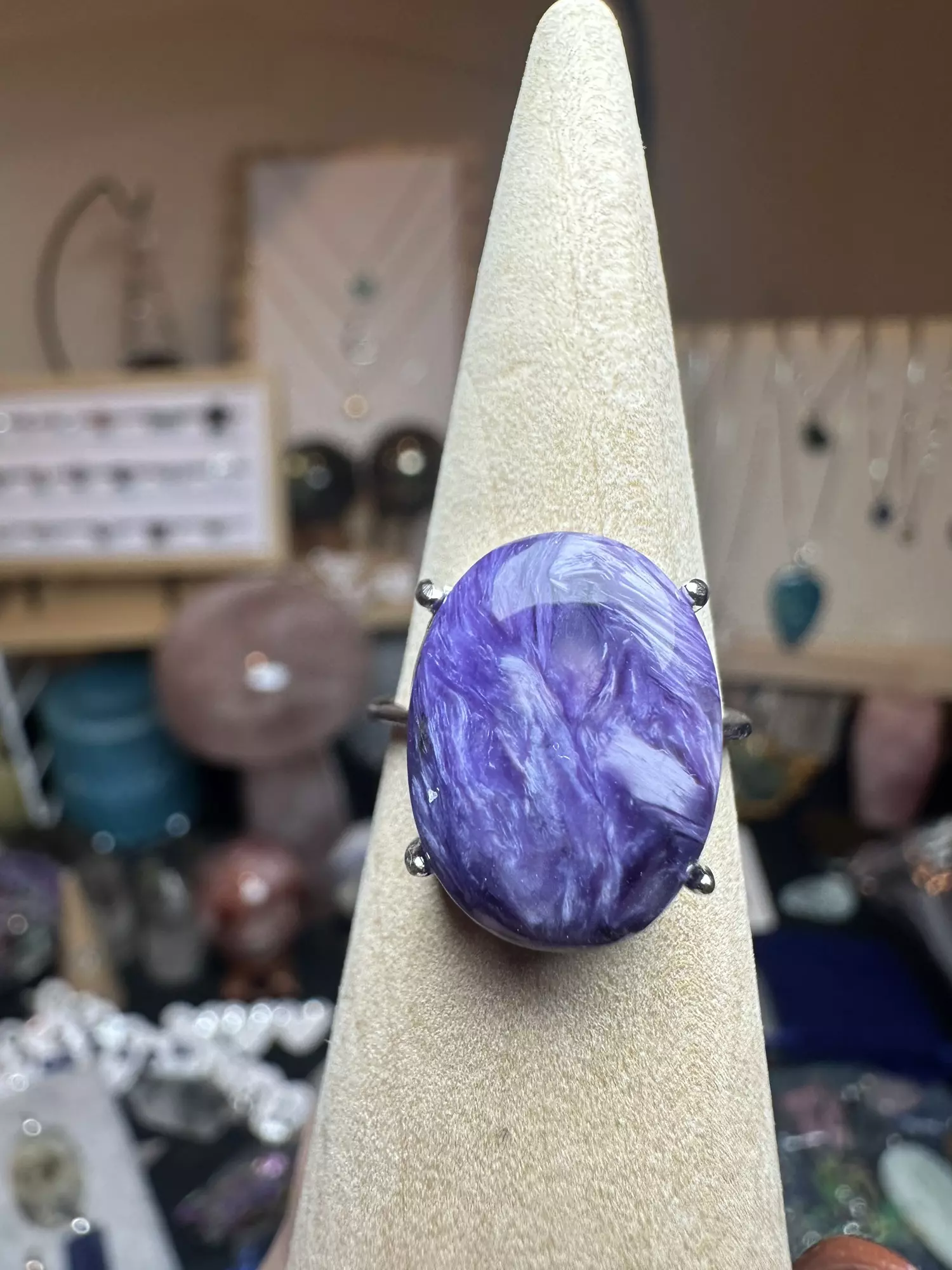 plant/charoite s925 adjustable ring 60-0