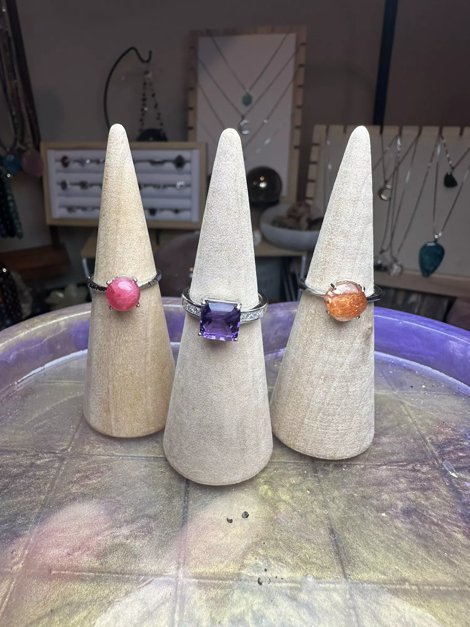 plant/s925 adjustable ring bundle rhodinite, amy, sunstone-0