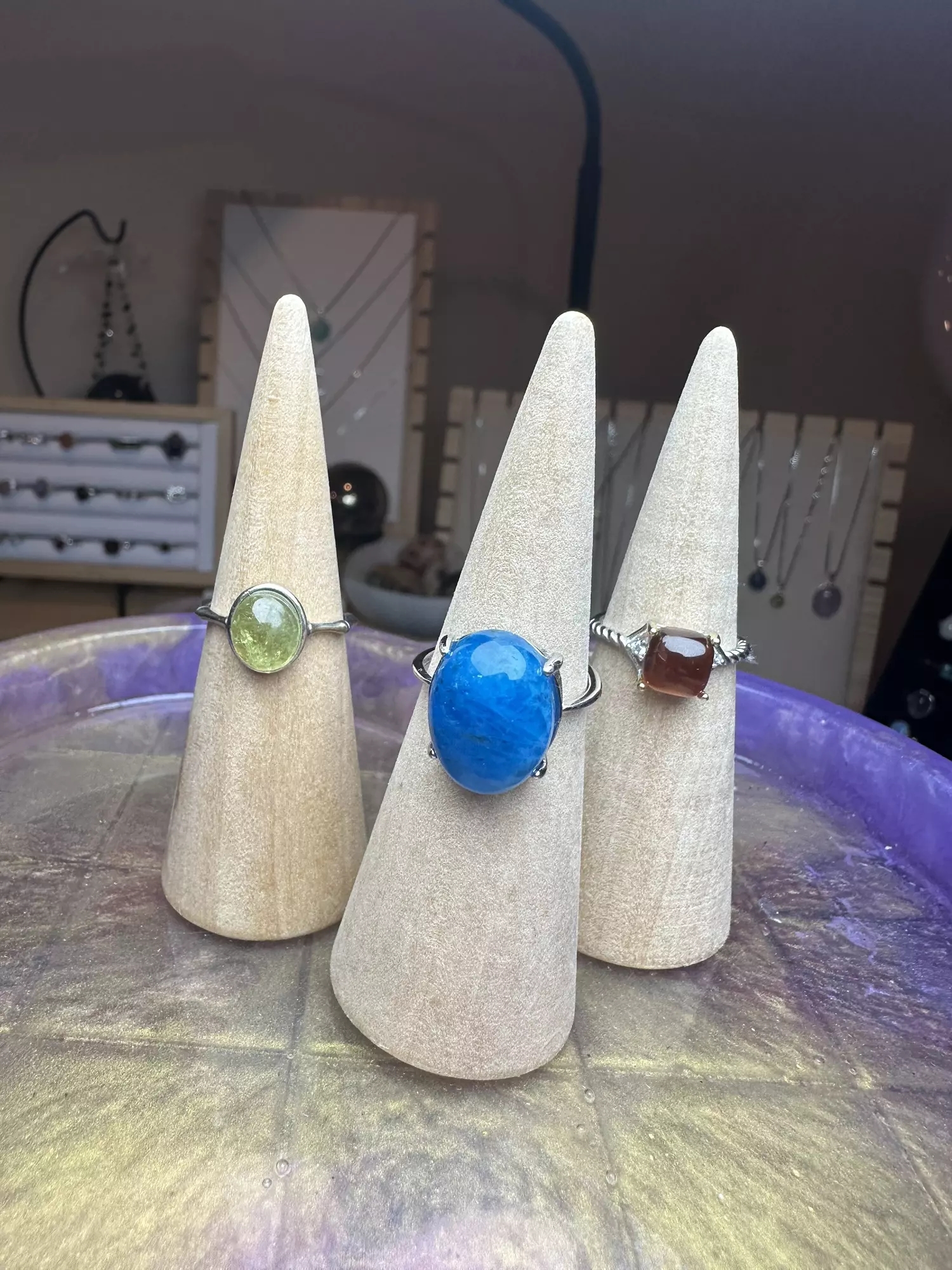 plant/s925 adjustable ring tsavorite, blue apatite & garnet-0