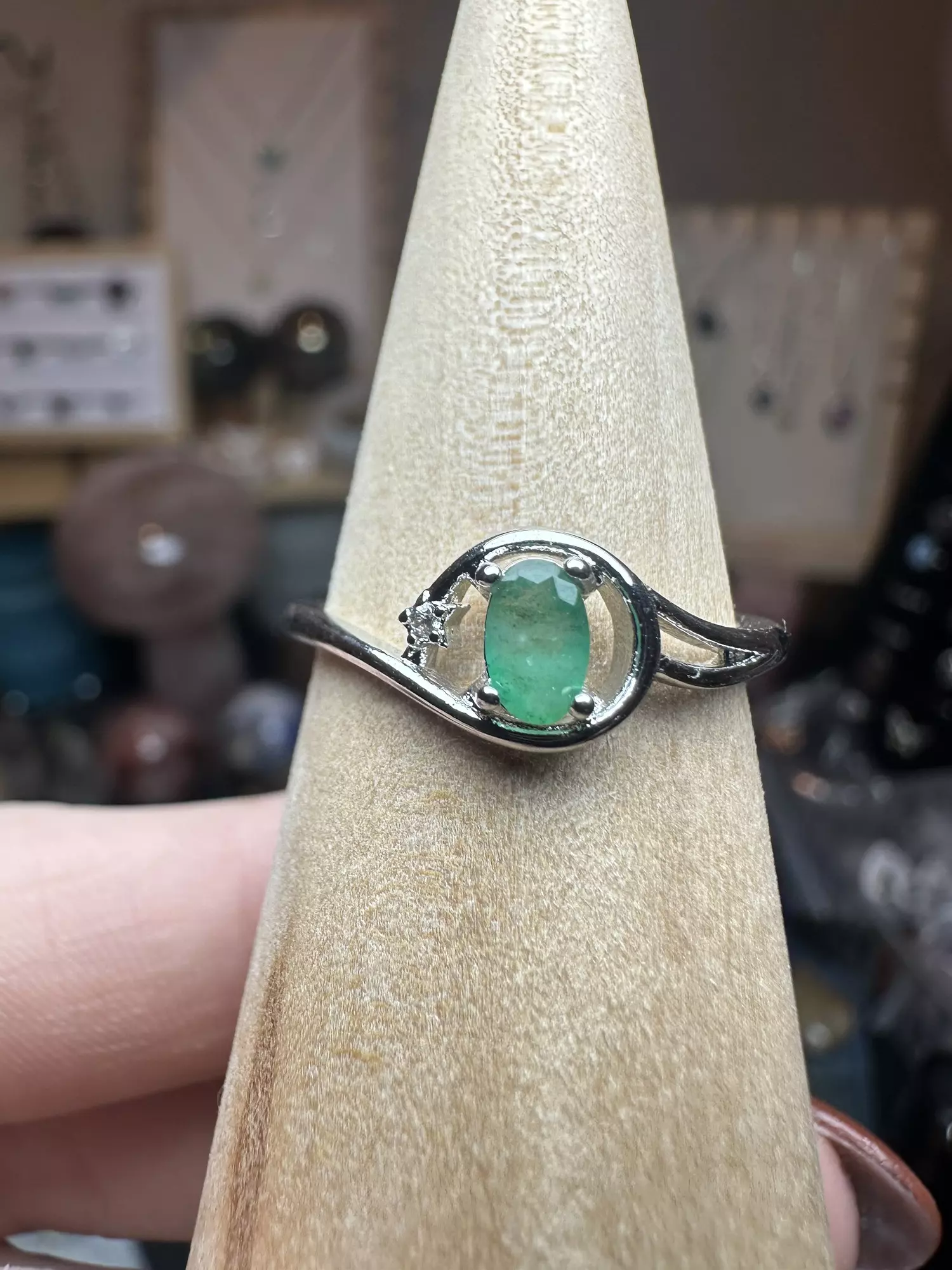 plant/adjustable ring bundle emerald, silver sheen & london blue topaz-1