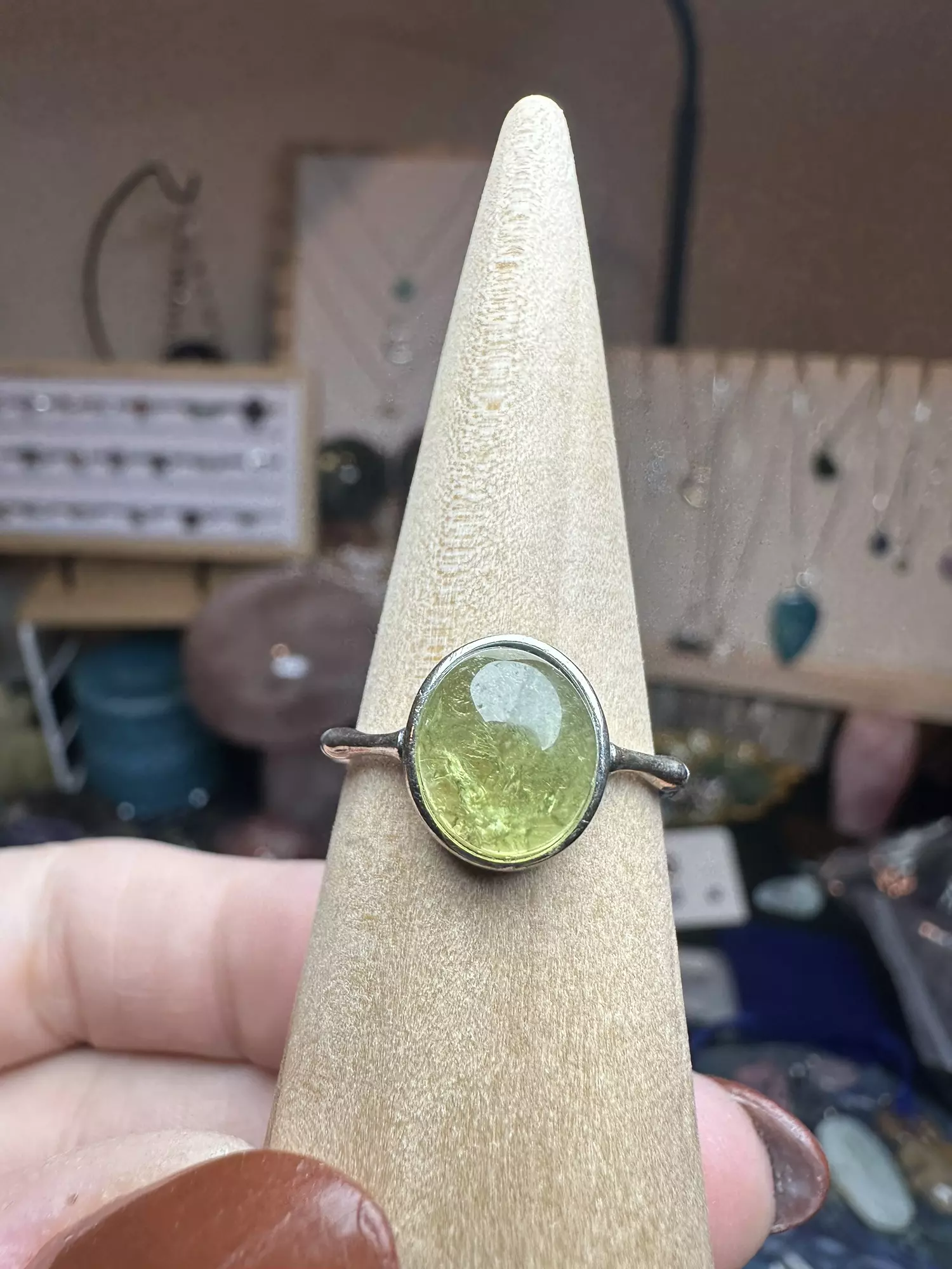 plant/s925 adjustable ring tsavorite, blue apatite & garnet-1