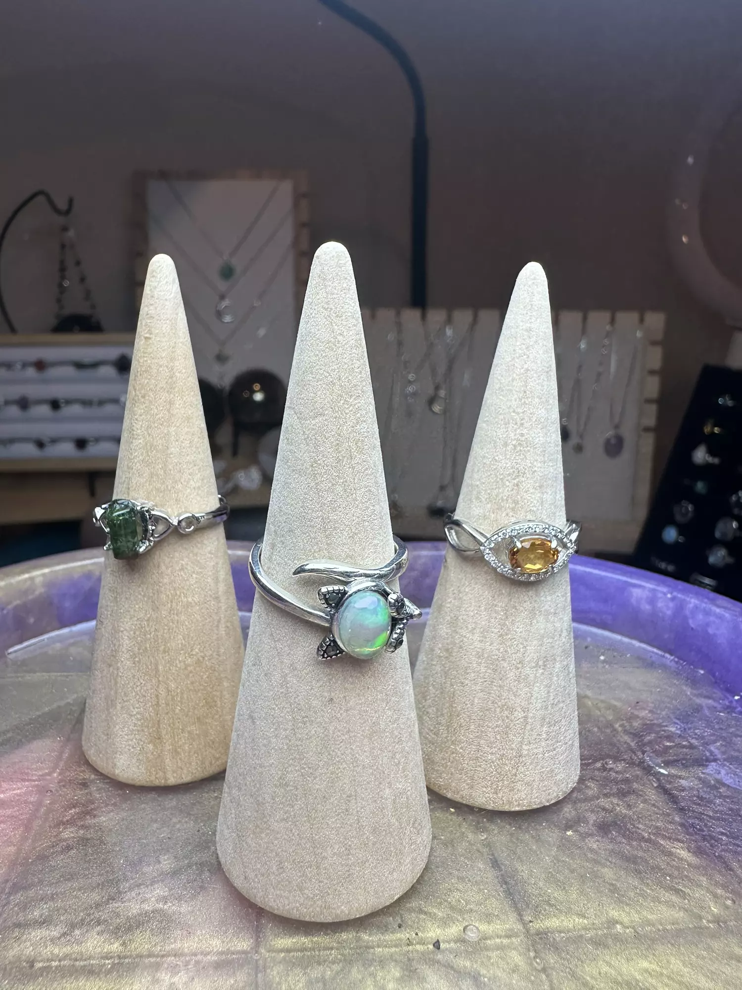 plant/s925 adjustable ring bundle green tourm opal and citrine-0
