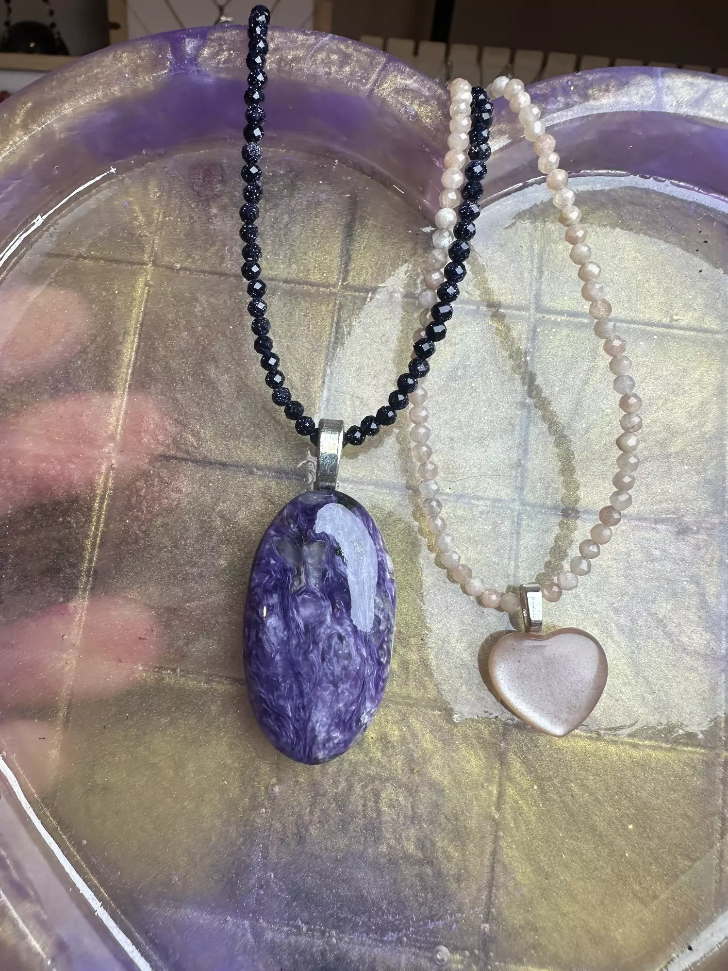 plant/necklace bundle charoite and sunstone-0