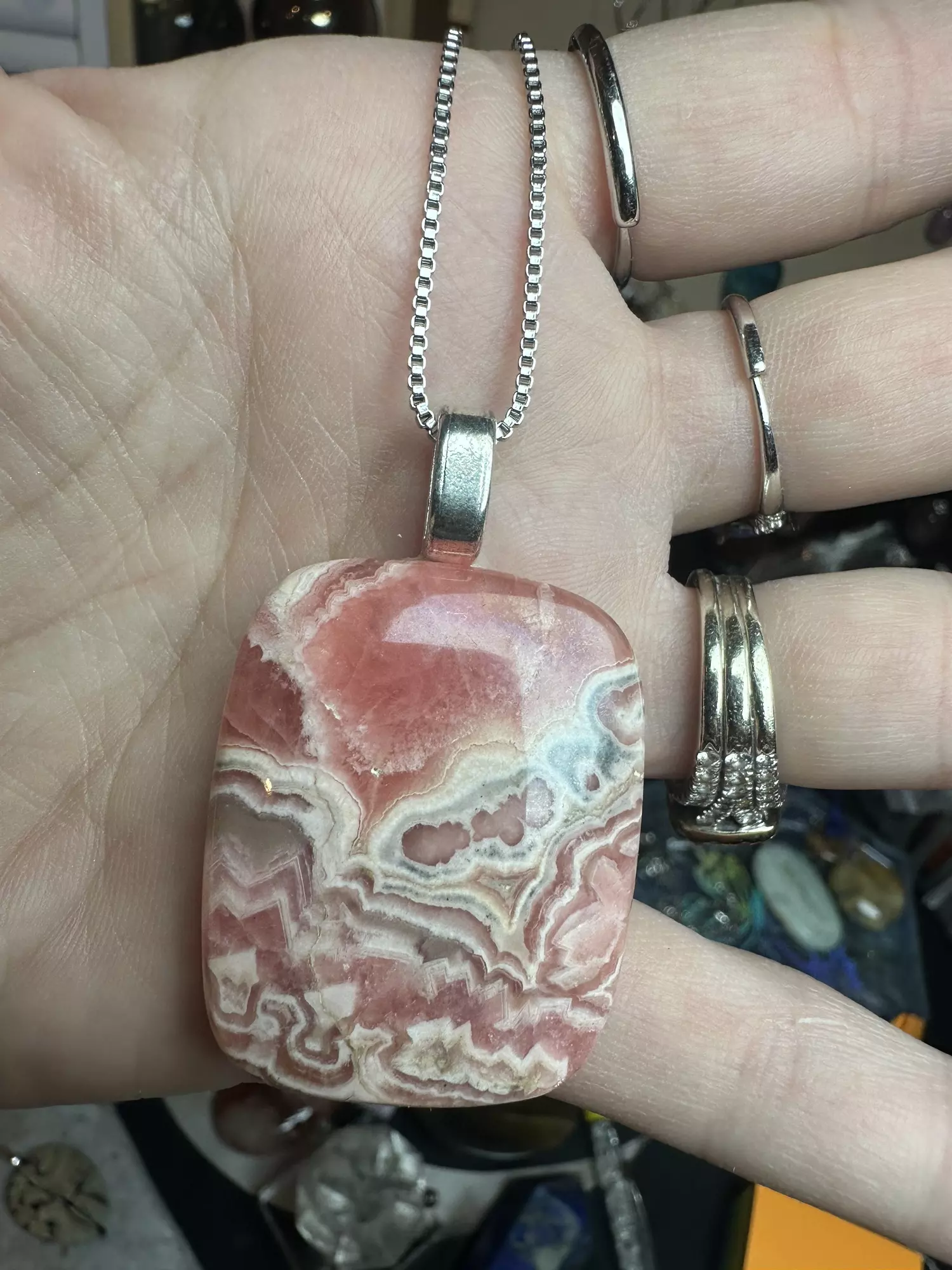 plant/rhodochrosite necklace-0