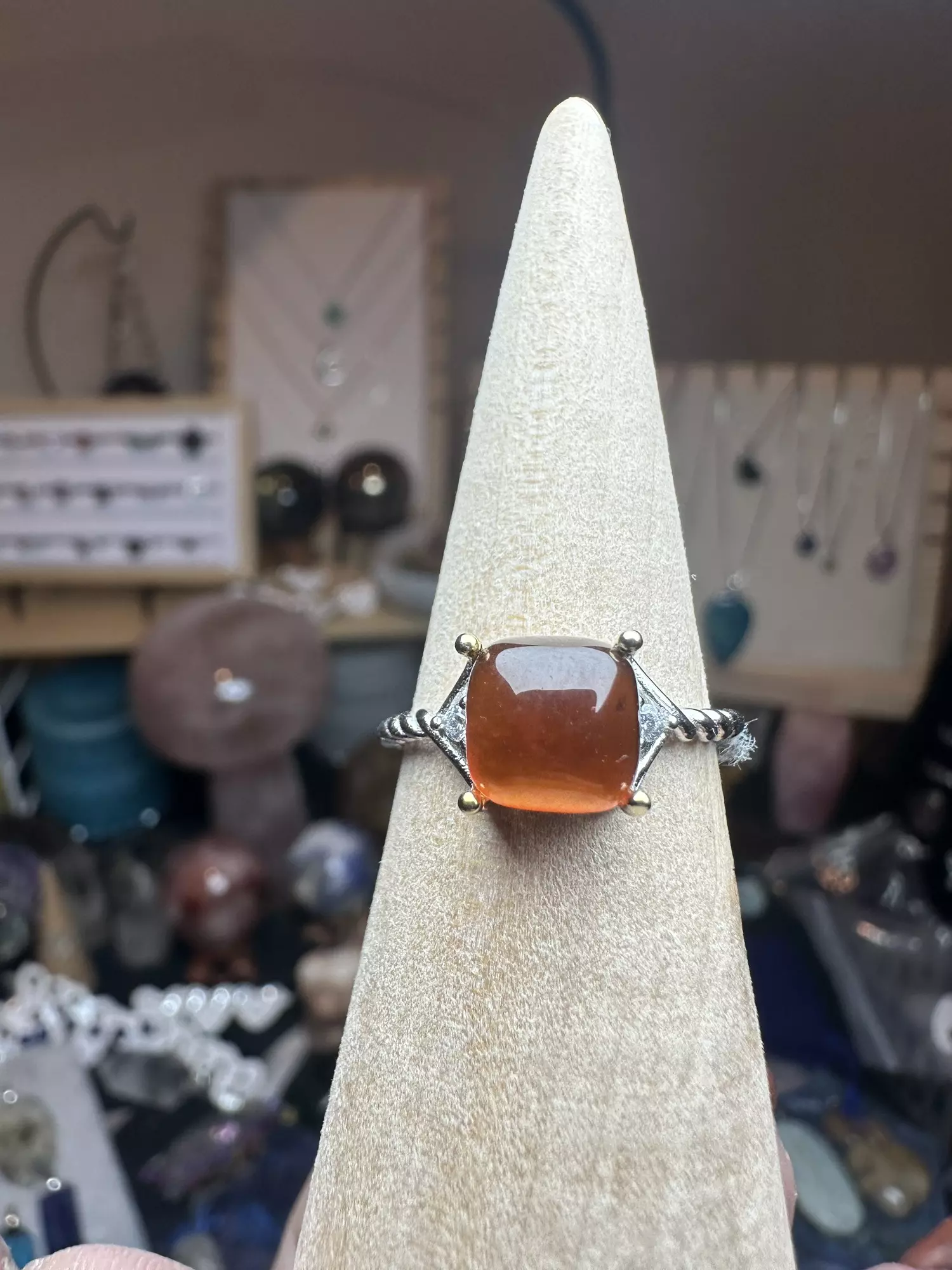 plant/s925 adjustable ring tsavorite, blue apatite & garnet-3