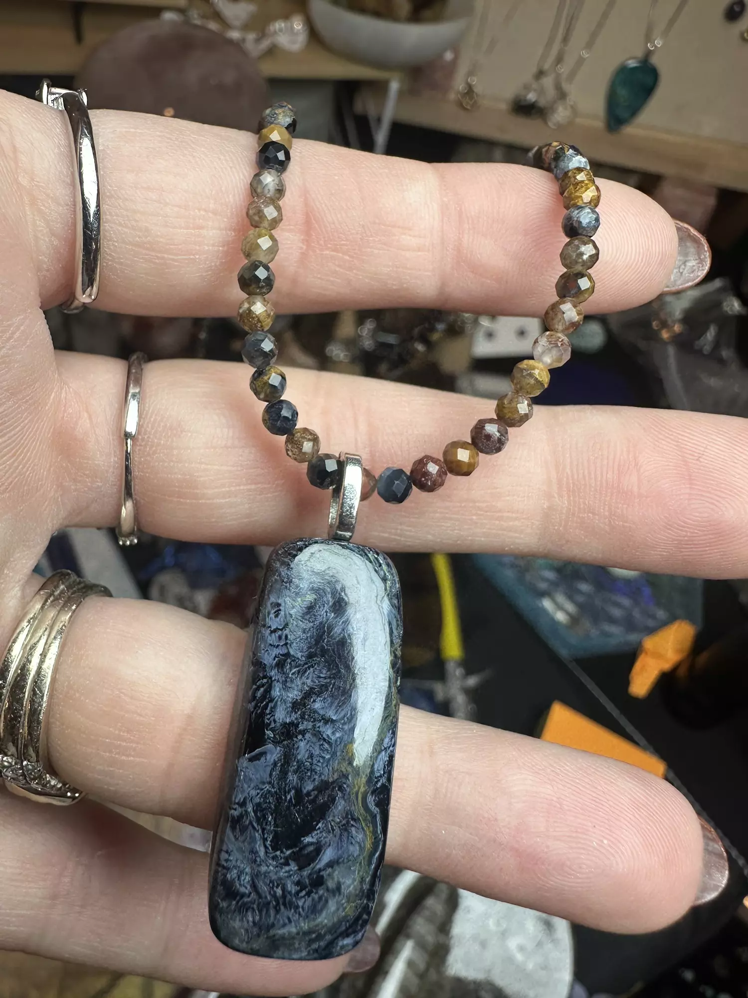 plant/necklace bundle pietersite and hypersthene-1