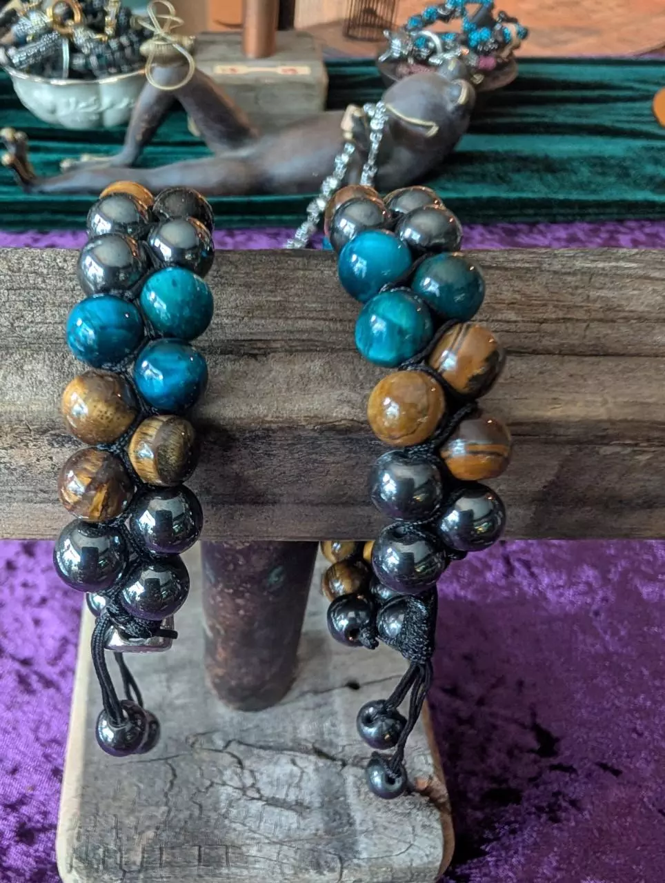 plant/#12 Tri colored gemstone paracord bracelet-0