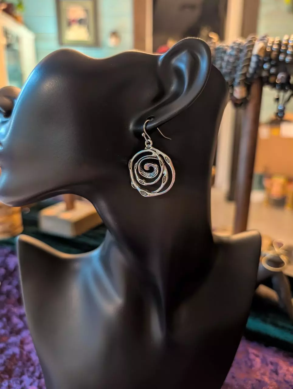 plant/Silver spiral rarrings #66-0
