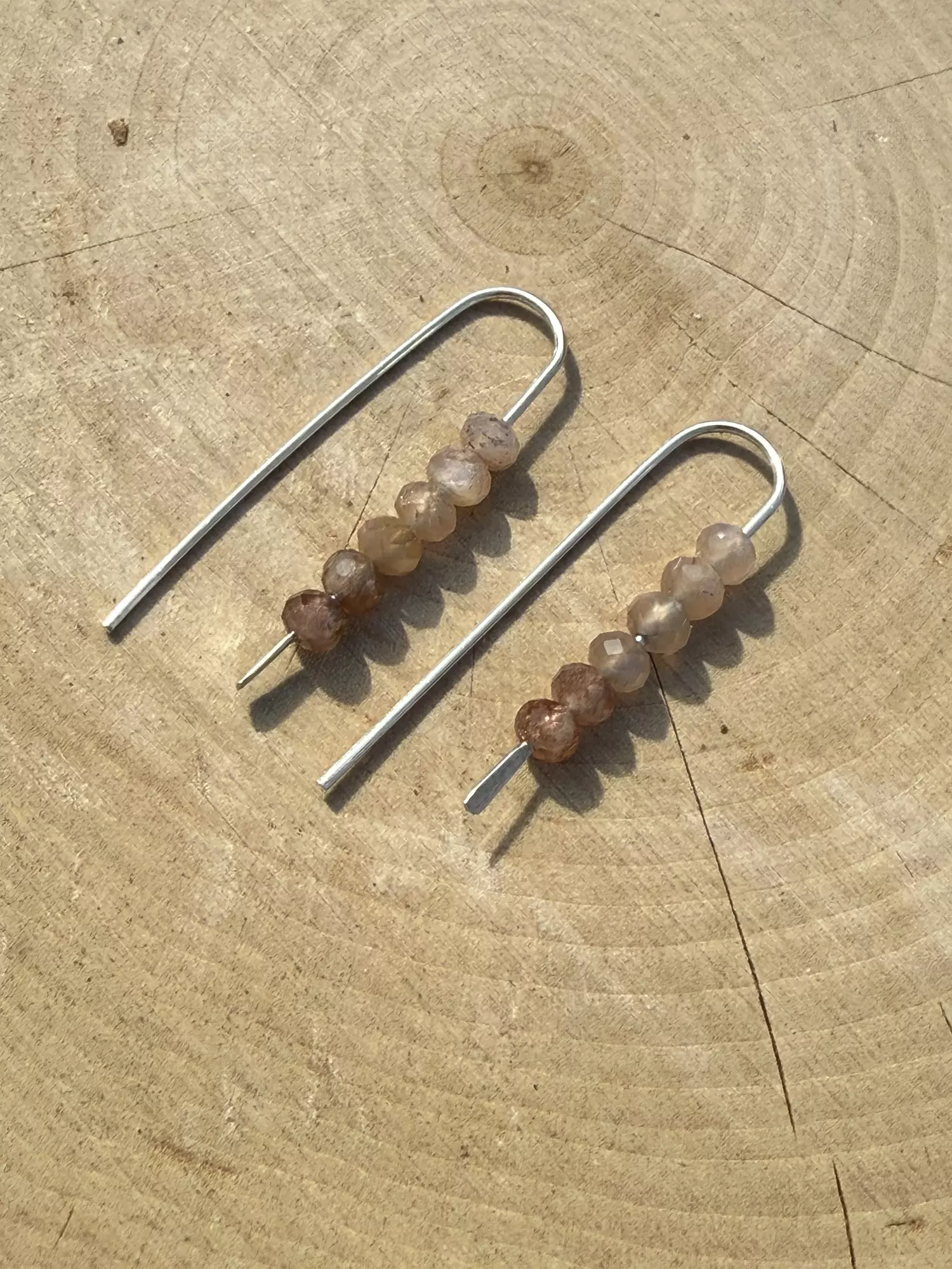 plant/STERLING SILVER AND SUNSTONE EARRING -0