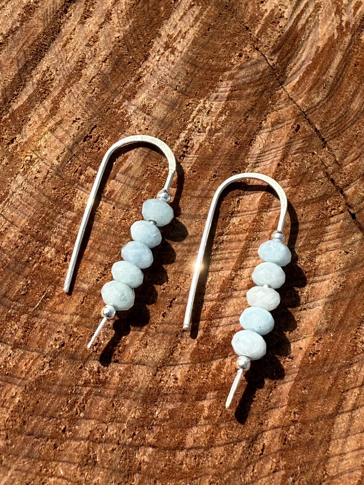 plant/AQUAMARINE STERLING SILVER EARRING -0