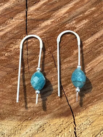 plant/STERLING SILVER APATITE EARRING -0-thumbnail