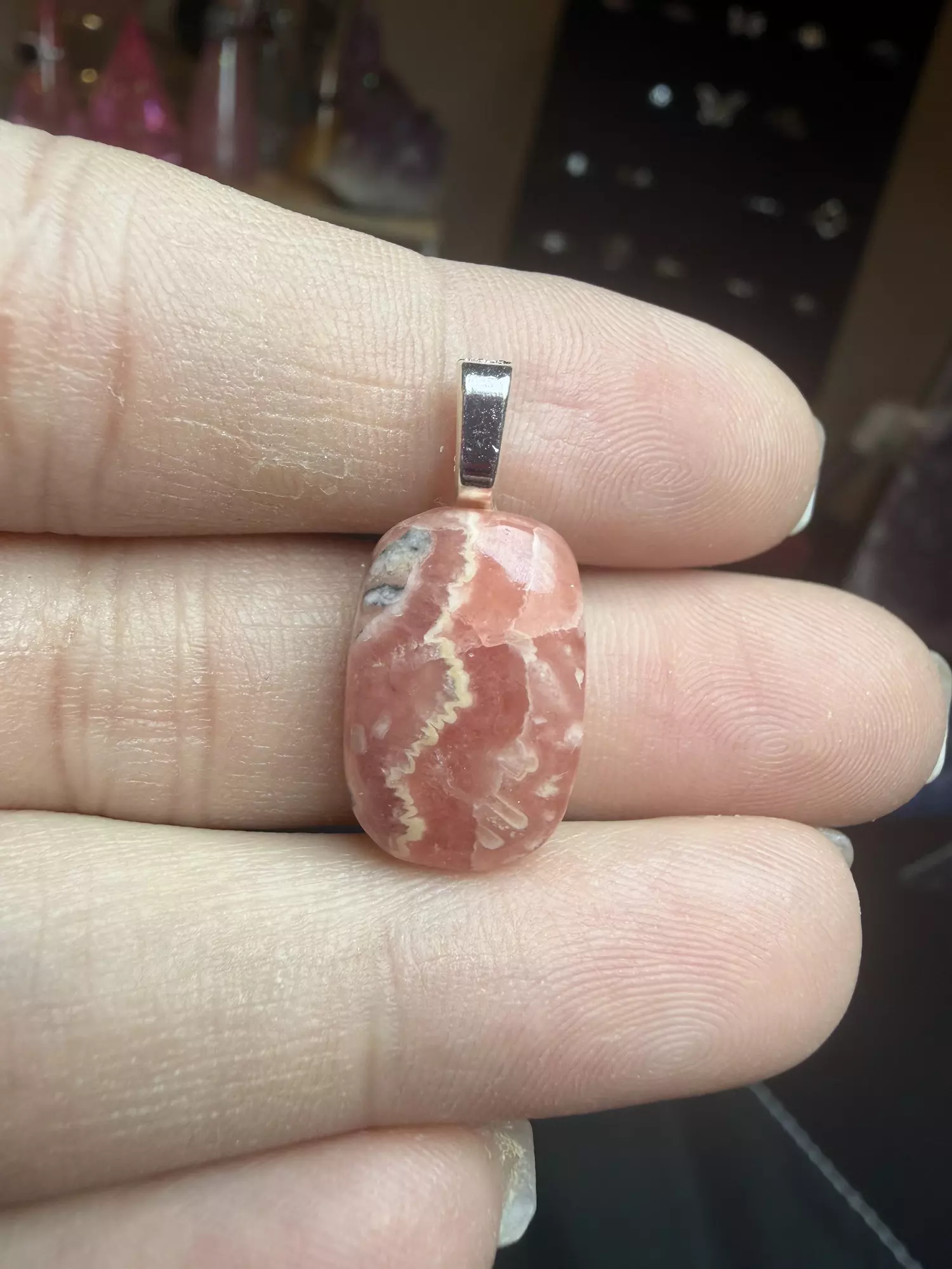plant/rhodochrosite pendant-0