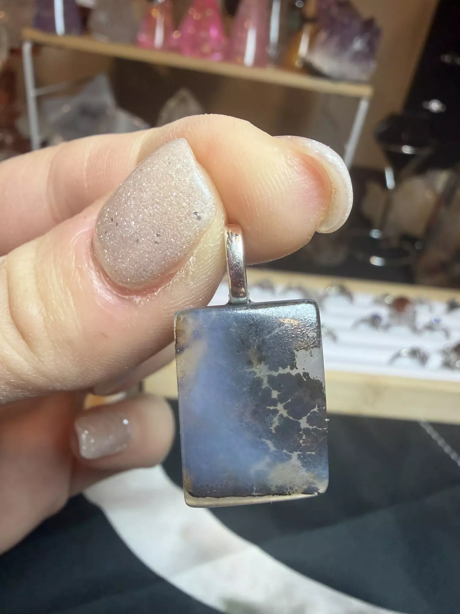 plant/dendritic agate pendant-0