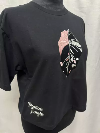 plant/Alocasia Pink Black Velvet - Medium- Black - Boxy Shirt-2-thumbnail