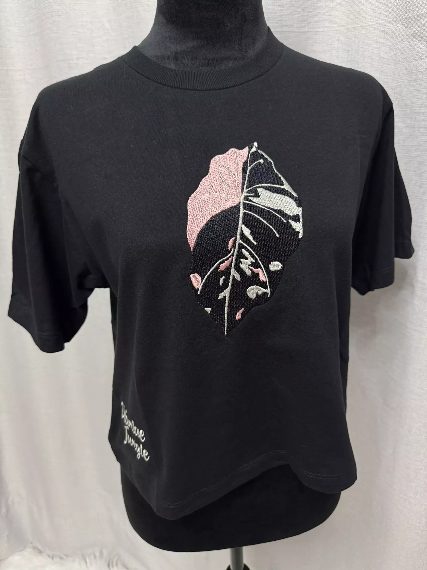 plant/Alocasia Pink Black Velvet - Small- Black - Boxy Shirt-0