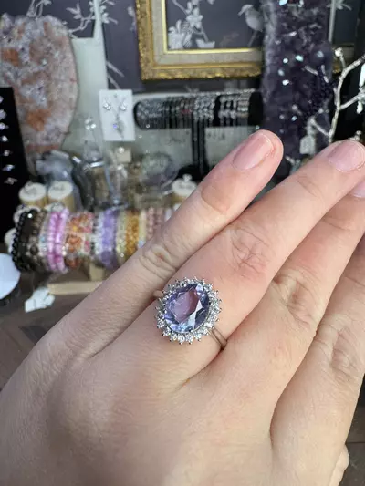 plant/$25| Blue Fluorite S925 Adjustable Ring-0-thumbnail