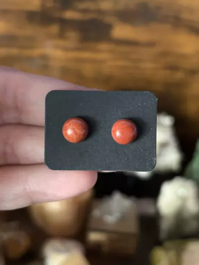 plant/Red Jasper Stud Earrings-0-thumbnail
