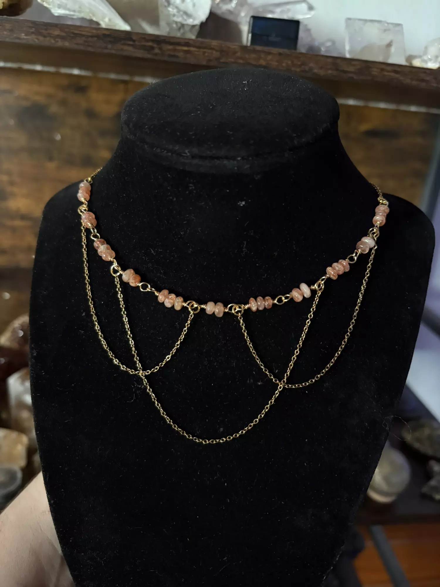 plant/Handmade Sunstone Layered Choker-0