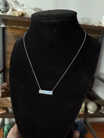 plant/S925 White Moonstone Bar Necklace-0-thumbnail